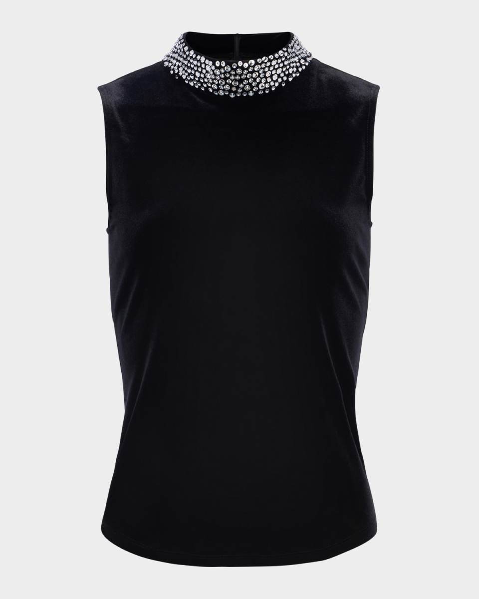 Madelyn Embellished Mock-Neck Top